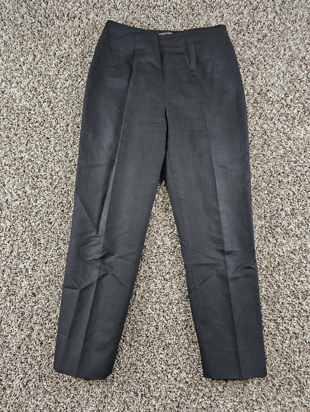 Vtg Etcetera Womens Sz 2 100% Cotton Dress Pants Black Tapered Leg